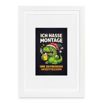 Montage Hater Dino Voyageur du Temps - Affiche encadrée (27 × 37 cm) - blanc - Devant