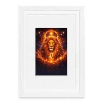 Lion - Affiche encadrée (27 × 37 cm) - blanc - Devant