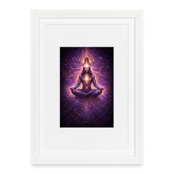 Méditation des chakras cosmiques - Affiche encadrée (27 × 37 cm) - blanc - Devant