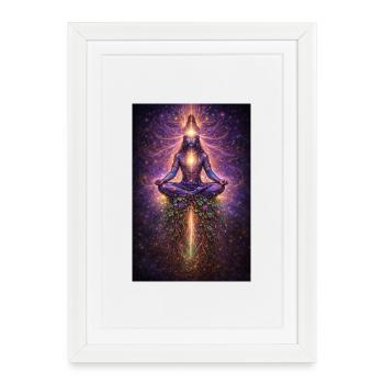 Flux de lumière de méditation cosmique - Affiche encadrée (27 × 37 cm) - blanc - Devant