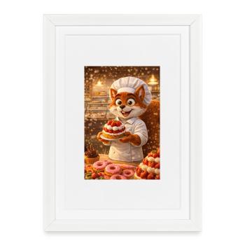 Mr l'écureuil pastry chef gourmet atmosphere - Framed poster (27 × 37 cm) - white - Front