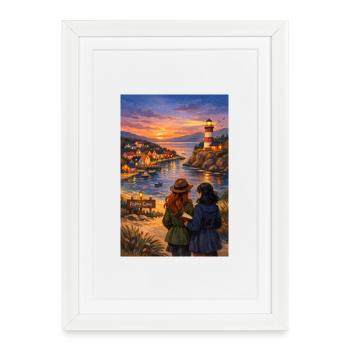 Brise au phare de Poppy Cove - Affiche encadrée (27 × 37 cm) - blanc - Devant