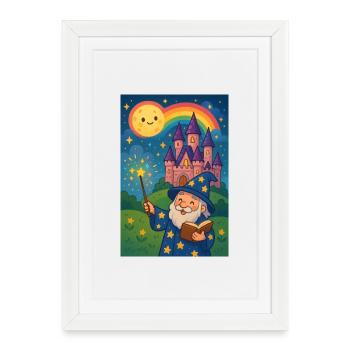 Sorcier Arcanique et Château Étoilé - Affiche encadrée (27 × 37 cm) - blanc - Devant