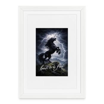 Unicorn in the Storm Freedom Spirit - Framed poster (27 × 37 cm) - white - Front