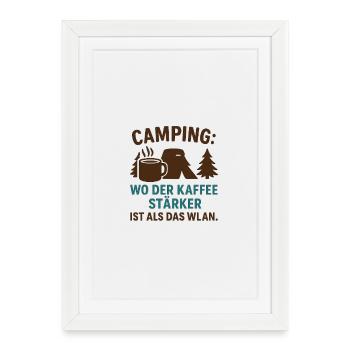 Café plus fort que le camping Wi-Fi - Affiche encadrée (27 × 37 cm) - blanc - Devant