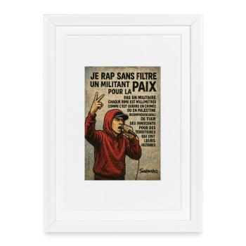 Rap pour la Paix en Hoodie - Affiche encadrée (27 × 37 cm) - blanc - Devant