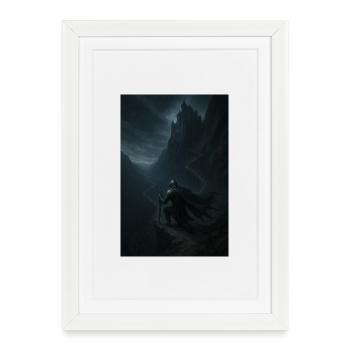 Garde sombre vers le château brumeux - Affiche encadrée (27 × 37 cm) - blanc - Devant