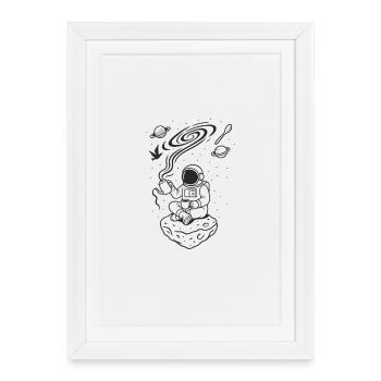 Cosmic Coffee Ritual monochrome - Framed poster (27 × 37 cm) - white - Front