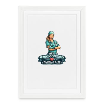 Nurse Heart Side Design - Framed poster (27 × 37 cm) - white - Front