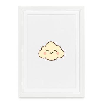 Nuage Sourire Doux - Affiche encadrée (27 × 37 cm) - blanc - Devant