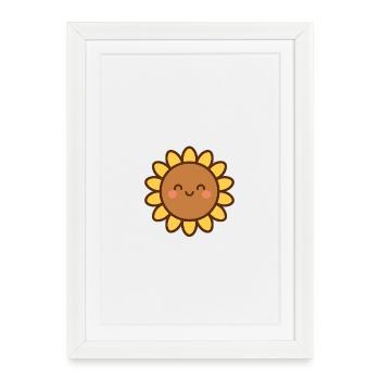 Fleur souriante jaune - Affiche encadrée (27 × 37 cm) - blanc - Devant