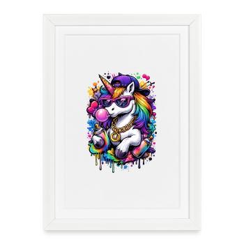 Licorne Pop Art - Affiche encadrée (27 × 37 cm) - blanc - Devant