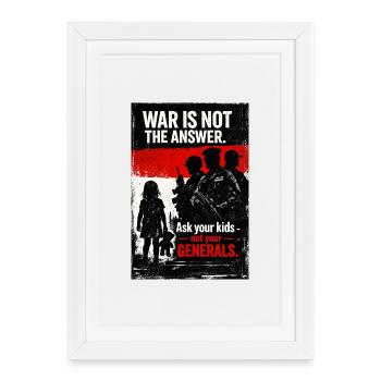 Silhouette Enfant Anti-Guerre contre les Généraux - Affiche encadrée (27 × 37 cm) - blanc - Devant