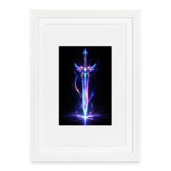 Épée astrale néon - Affiche encadrée (27 × 37 cm) - blanc - Devant
