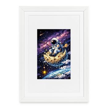 Astral fishing on the Moon - Framed poster (27 × 37 cm) - white - Front