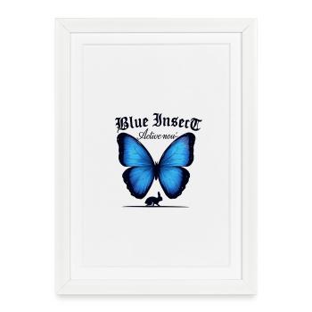 Idée cadeau pour fans de Blue Butterfly Nature Style - Affiche encadrée (27 × 37 cm) - blanc - Devant