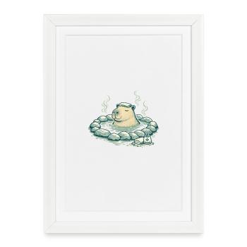 Capybara in the spring bath - Framed poster (27 × 37 cm) - white - Front
