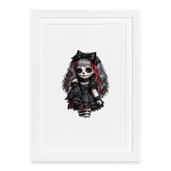 Gothic Sugar Skull Doll - Framed poster (27 × 37 cm) - white - Front