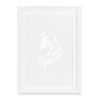 Cheval élégant dans le style artistique tribal, - Affiche encadrée (27 × 37 cm) - blanc - Devant