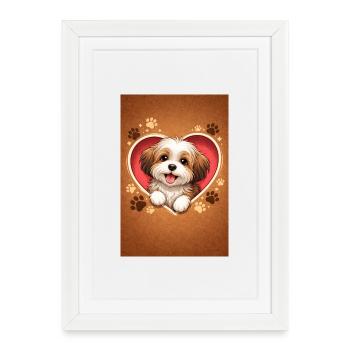 Pattes de cœur en chien - Affiche encadrée (27 × 37 cm) - blanc - Devant