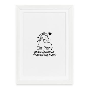Expression dessinée à la main en forme de cœur de poney - Affiche encadrée (27 × 37 cm) - blanc - Devant