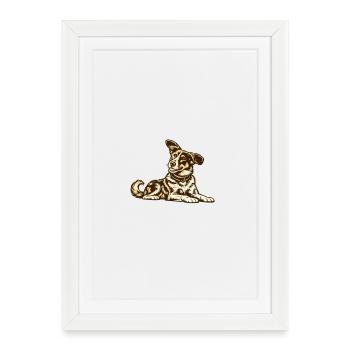 Caramel Dog allongé - Affiche encadrée (27 × 37 cm) - blanc - Devant