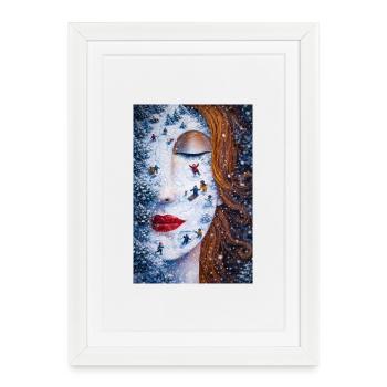 Winterdroom op Huid Miniatuur Sprookje - Affiche encadrée (27 × 37 cm) - blanc - Devant