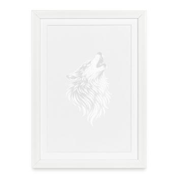 Loup hurlant dans le style vintage - Affiche encadrée (27 × 37 cm) - blanc - Devant