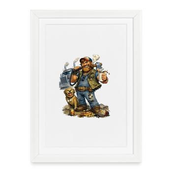 Trucker life Coffee break Dog - Framed poster (27 × 37 cm) - white - Front