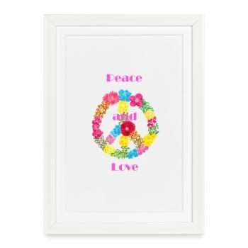 Signe de paix des Fleurs - Affiche encadrée (27 × 37 cm) - blanc - Devant