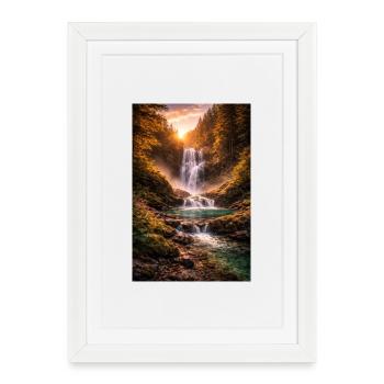 Cascade sous le soleil du soir - Affiche encadrée (27 × 37 cm) - blanc - Devant