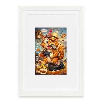 Crazy moment in the cat's kitchen - Framed poster (27 × 37 cm) - white - Front