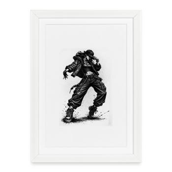 Danseur hip-hop dans le style de gravure vintage - Affiche encadrée (27 × 37 cm) - blanc - Devant