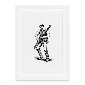 Bassoonist in vintage style - Framed poster (27 × 37 cm) - white - Front