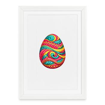 Œuf de Pâques en spirale coloré - Affiche encadrée (27 × 37 cm) - blanc - Devant