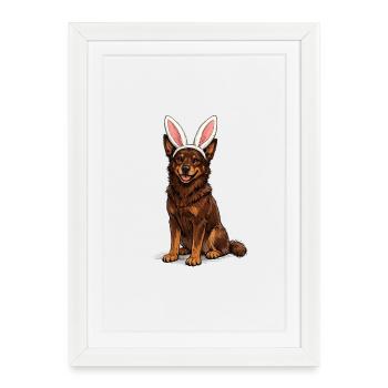 Hopping dog with rabbit ears - Framed poster (27 × 37 cm) - white - Front