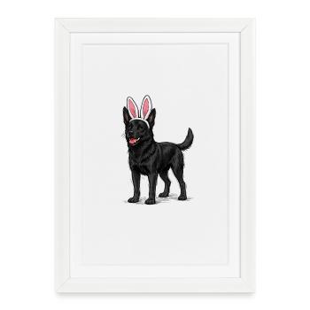 Dark dog with rabbit ears - Framed poster (27 × 37 cm) - white - Front