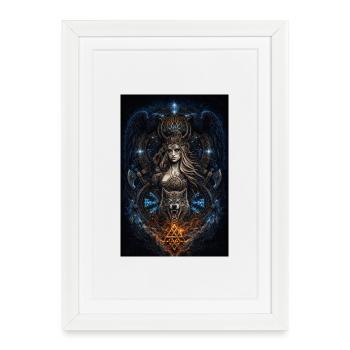 Viking Freya Hugin & Munin Wolf Runes - Framed poster (27 × 37 cm) - white - Front