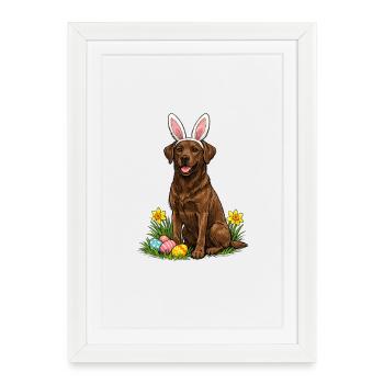 Easter Labrador with Bunny Ears - Framed poster (27 × 37 cm) - white - Front