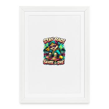 Stay Rad Skate Cat - Framed poster (27 × 37 cm) - white - Front