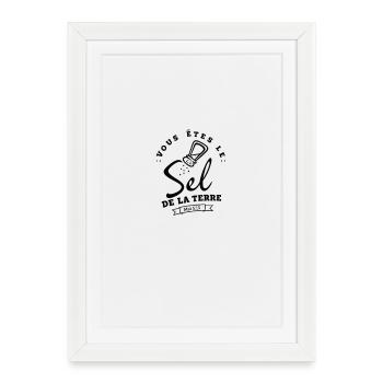 Embleme Circulaire Plume Stylisee - Affiche encadrée (27 × 37 cm) - blanc - Devant