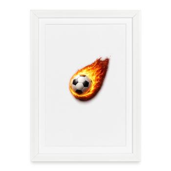 Flaming Soccer Ball - Framed poster (27 × 37 cm) - white - Front