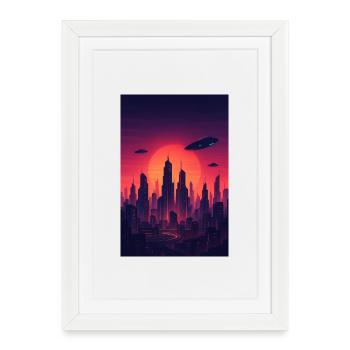 Horizon du Crépuscule Rouge Futur - Affiche encadrée (27 × 37 cm) - blanc - Devant