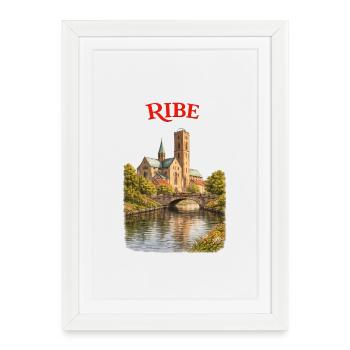 Ribe oldest town in Denmark souvenir souvenir souvenir - Framed poster (27 × 37 cm) - white - Front
