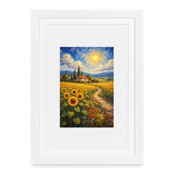 Sentier du tournesol dans le champ aurifère - Affiche encadrée (27 × 37 cm) - blanc - Devant