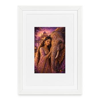 Mystic Elephant Queen - Framed poster (27 × 37 cm) - white - Front