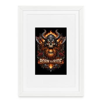Born to Ride – Biker Skull - Framed poster (27 × 37 cm) - white - Front