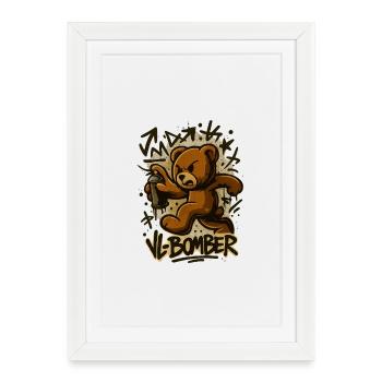Ourson Graff Bombe - Affiche encadrée (27 × 37 cm) - blanc - Devant