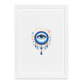 Blue Jewelry Eye with Sky Glow - Framed poster (27 × 37 cm) - white - Front