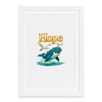 Espoir près de la baleine de mer - Affiche encadrée (27 × 37 cm) - blanc - Devant